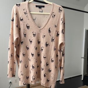 Skull Cashmere V-Neck Sweater